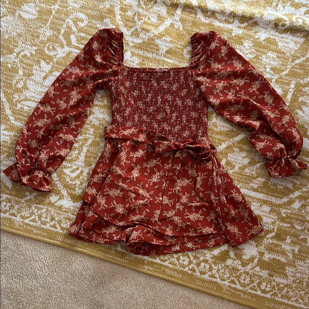 Altar'd State burnt orange floral romper